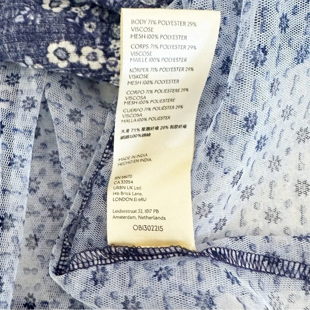 Free People Because I Love You Floral Sheer Babydoll Flowy Tunic Top Boho XS NEW